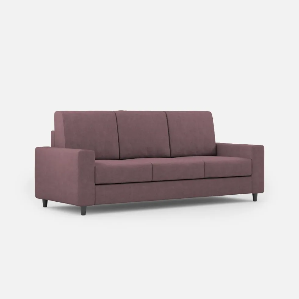 Divano 208x85cm design a tre posti con bracciolo moderno quadrato idrorepellente prugna DI14