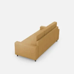 Divano 208x85cm design a tre posti con bracciolo moderno quadrato idrorepellente ocra DI14