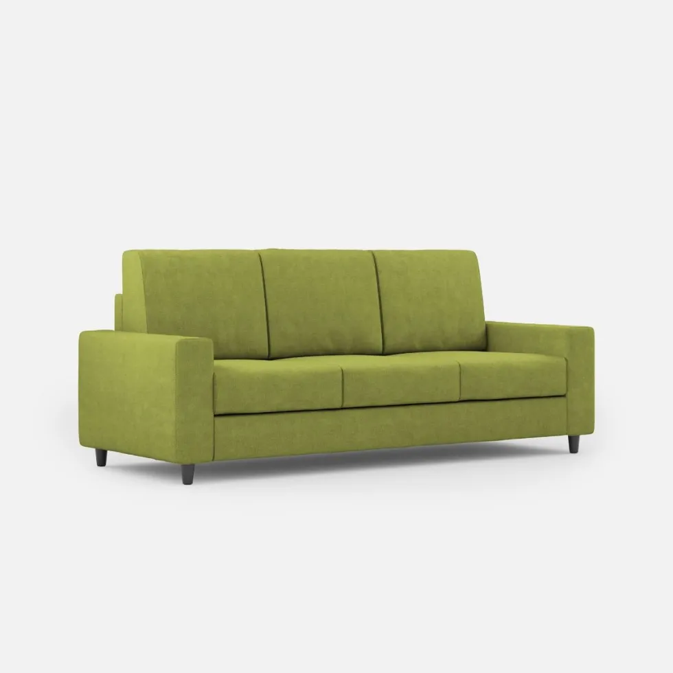 Divano 208x85cm design a tre posti con bracciolo moderno quadrato idrorepellente verde DI14