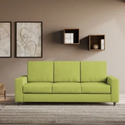 Divano 208x85cm design a tre posti con bracciolo moderno quadrato idrorepellente verde DI14