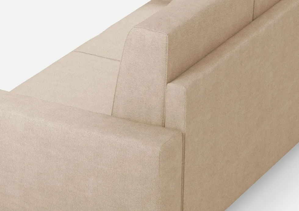 Divano 208x85cm design a tre posti con bracciolo moderno quadrato idrorepellente beige DI14