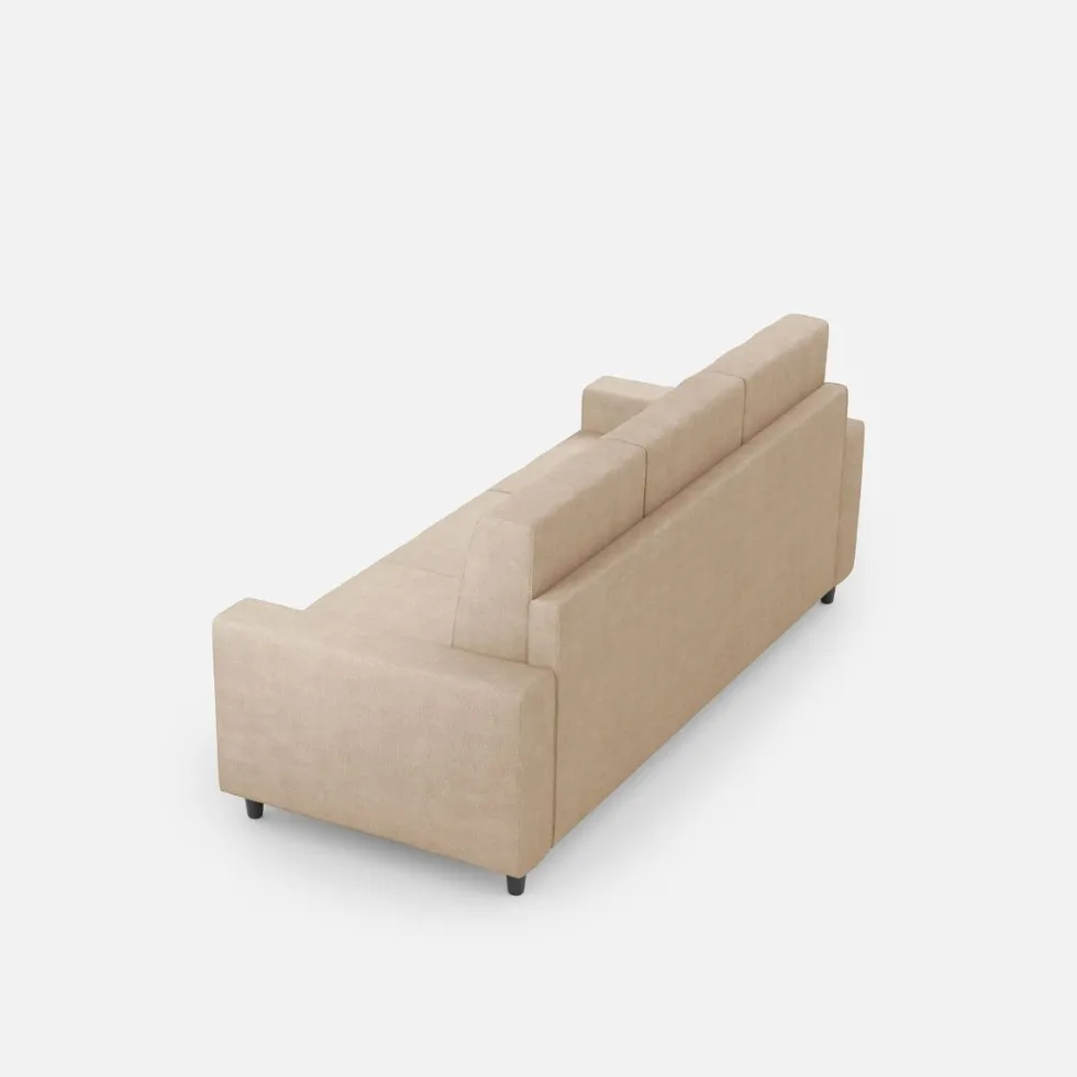 Divano 208x85cm design a tre posti con bracciolo moderno quadrato idrorepellente beige DI14