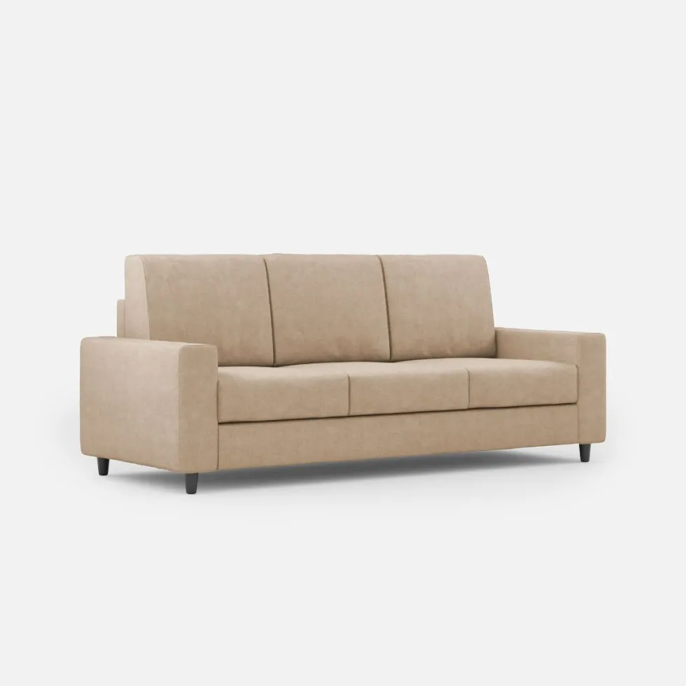 Divano 208x85cm design a tre posti con bracciolo moderno quadrato idrorepellente beige DI14