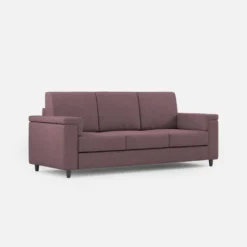 Divano 208x85cm design a tre posti con bracciolo squadrato tessuto idrorepellente prugna DI3