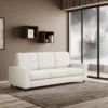Divano 208x85cm design a tre posti con bracciolo moderno quadrato idrorepellente bianco latte DI14