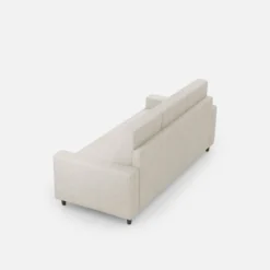 Divano 208x85cm design a tre posti con bracciolo moderno quadrato idrorepellente bianco latte DI14