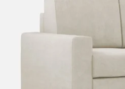 Divano 208x85cm design a tre posti con bracciolo moderno quadrato idrorepellente bianco latte DI14