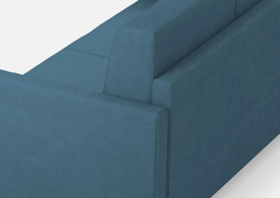 Divano 198x85cm design a tre posti tessuto idrorepellente blu avio DI25