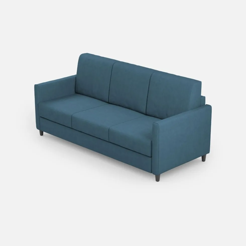 Divano 198x85cm design a tre posti tessuto idrorepellente blu avio DI25