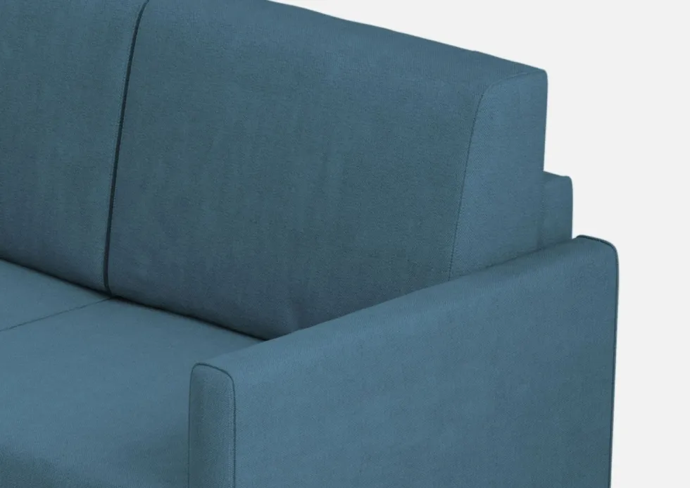 Divano 198x85cm design a tre posti tessuto idrorepellente blu avio DI25