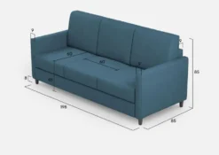 Divano 198x85cm design a tre posti tessuto idrorepellente blu avio DI25