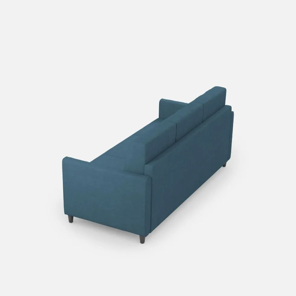 Divano 198x85cm design a tre posti tessuto idrorepellente blu avio DI25