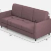 Divano 198x85cm design a tre posti tessuto idrorepellente prugna DI25