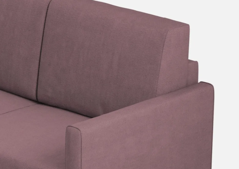 Divano 198x85cm design a tre posti tessuto idrorepellente prugna DI25