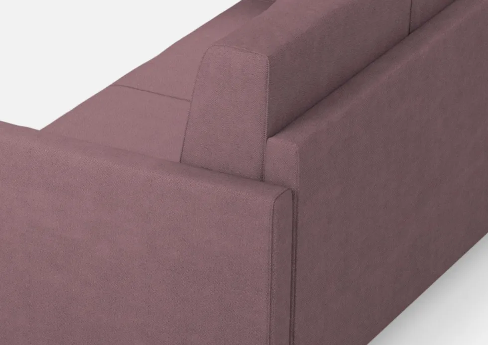 Divano 198x85cm design a tre posti tessuto idrorepellente prugna DI25