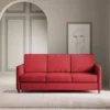 Divano 198x85cm design a tre posti tessuto idrorepellente rosso DI25