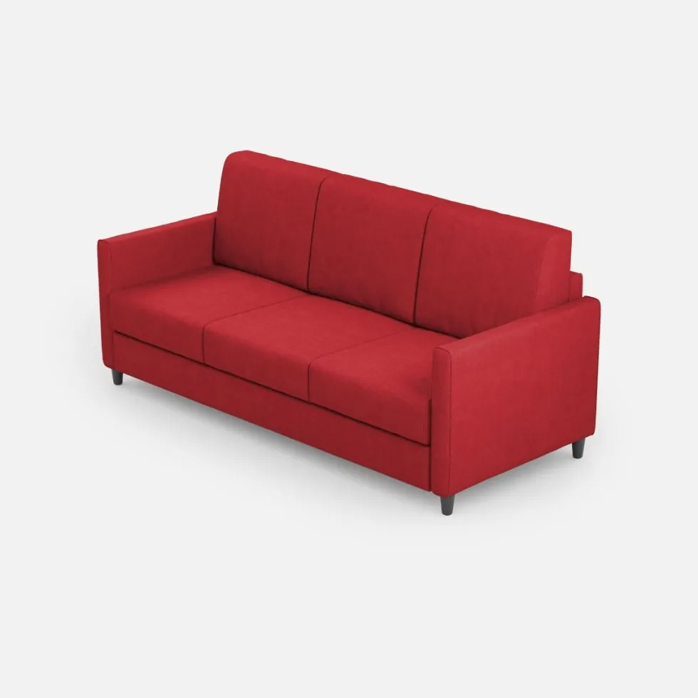 Divano 198x85cm design a tre posti tessuto idrorepellente rosso DI25