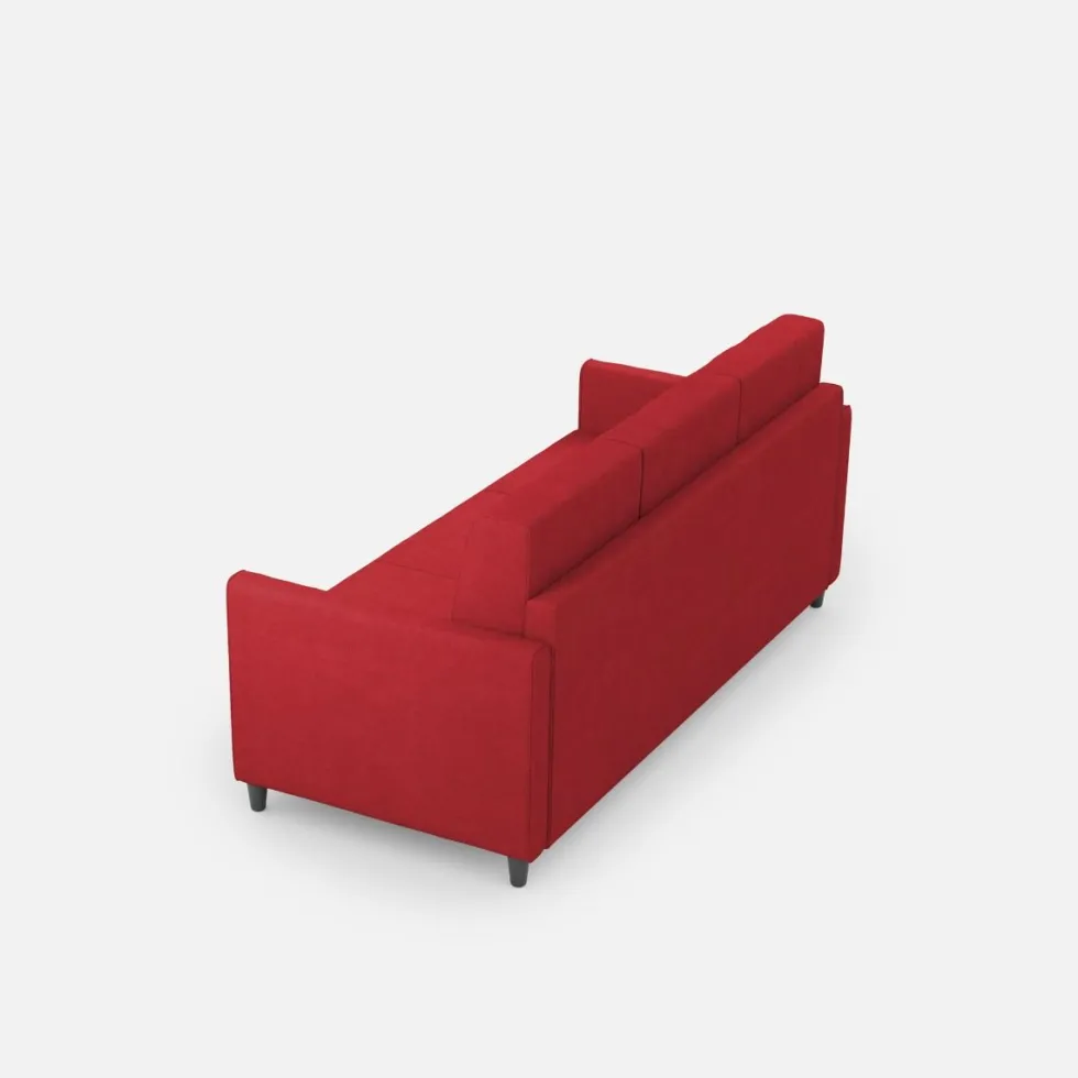Divano 198x85cm design a tre posti tessuto idrorepellente rosso DI25