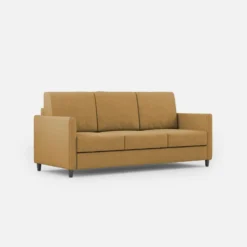 Divano 198x85cm design a tre posti tessuto idrorepellente ocra DI25