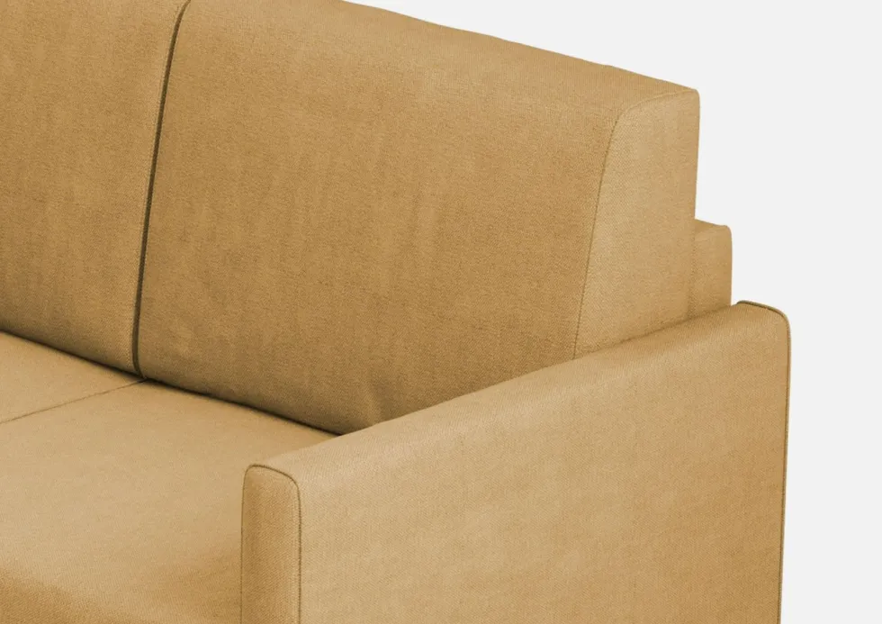 Divano 198x85cm design a tre posti tessuto idrorepellente ocra DI25