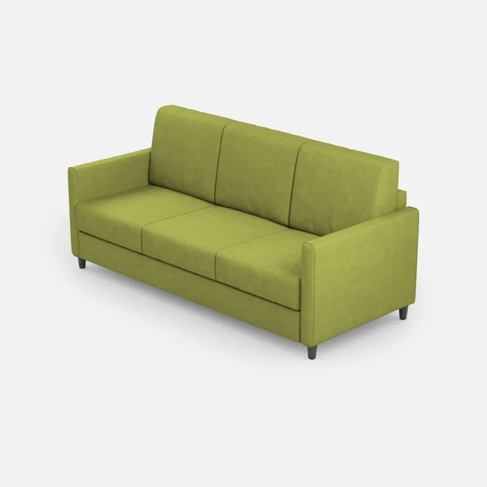 Divano 198x85cm design a tre posti tessuto idrorepellente verde DI25