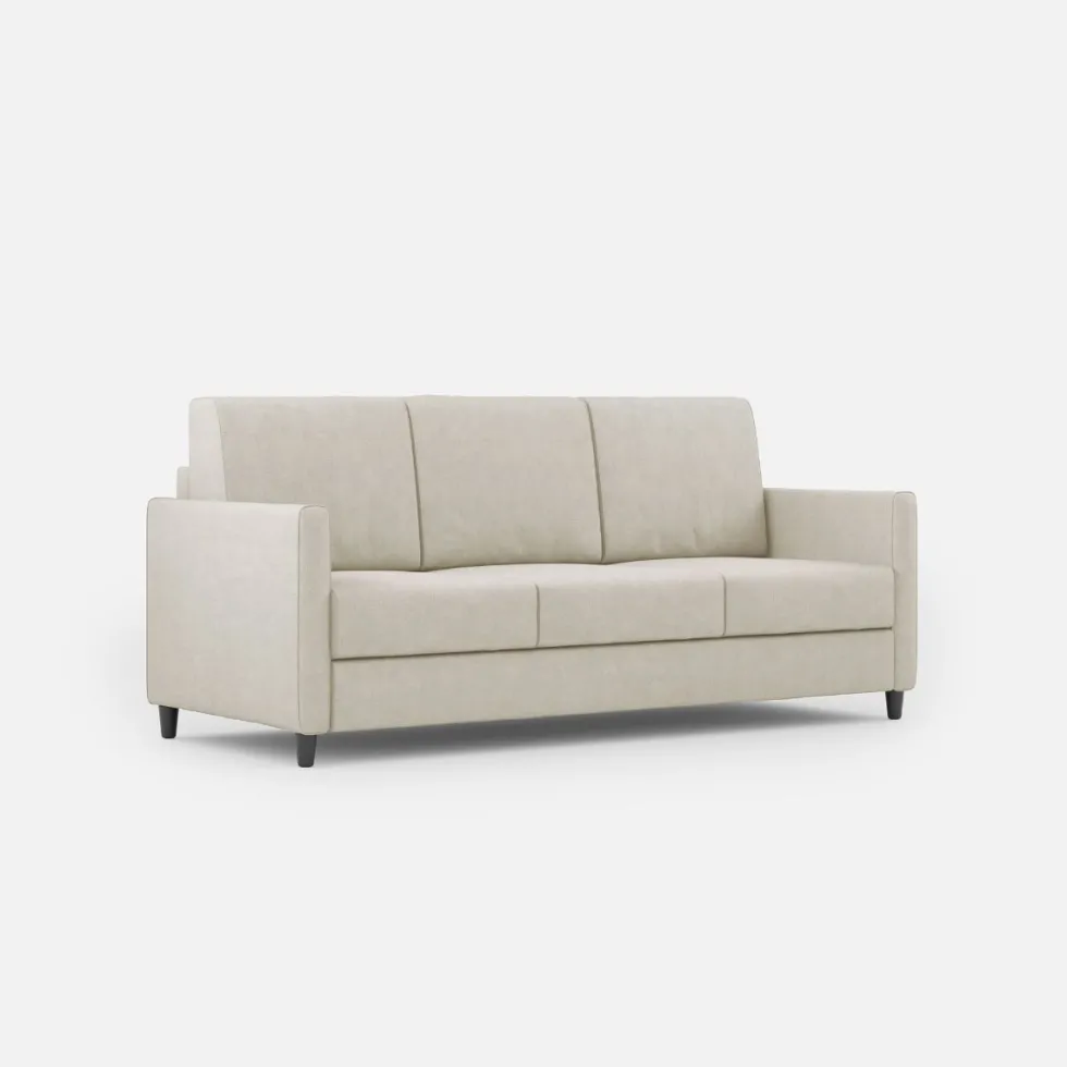 Divano 198x85cm design a tre posti tessuto idrorepellente bianco latte DI25