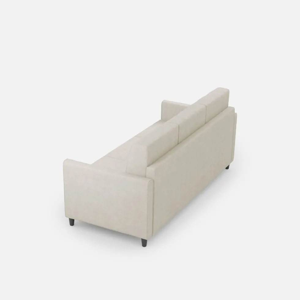 Divano 198x85cm design a tre posti tessuto idrorepellente bianco latte DI25
