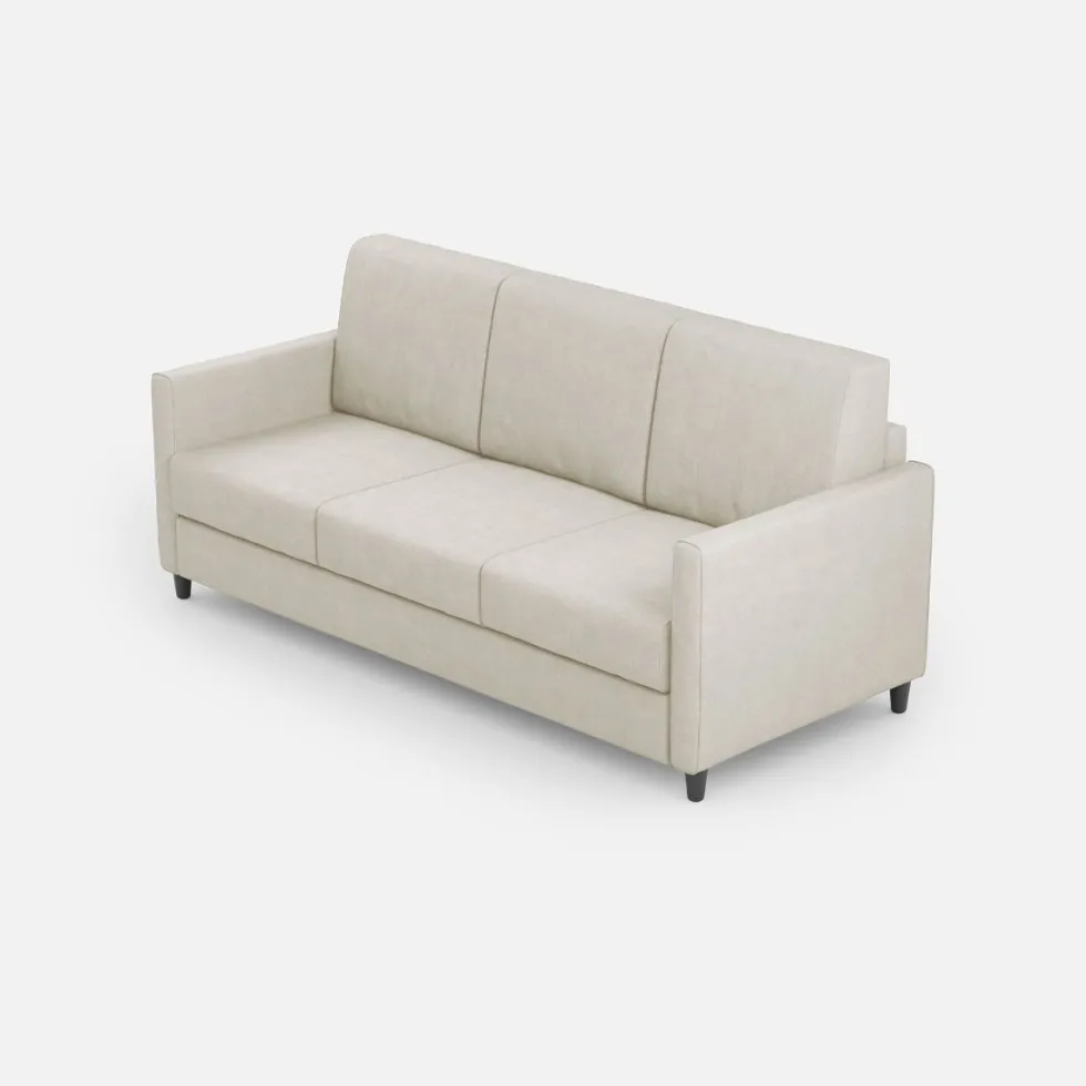 Divano 198x85cm design a tre posti tessuto idrorepellente bianco latte DI25
