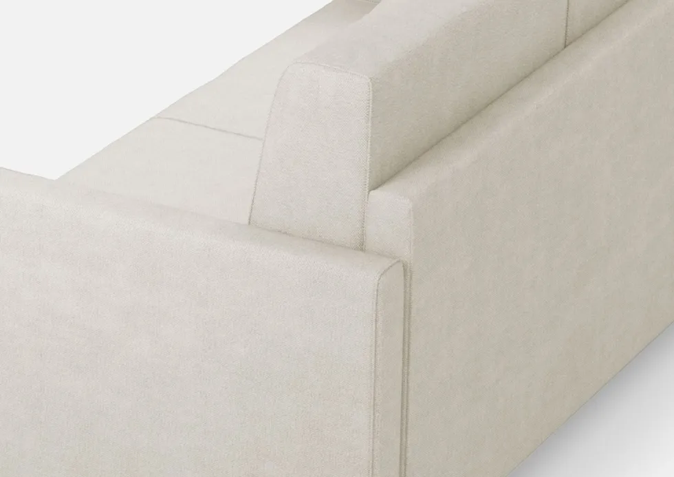 Divano 198x85cm design a tre posti tessuto idrorepellente bianco latte DI25