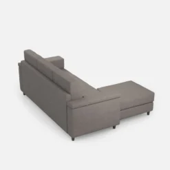 Divano 208x85 design a tre posti con bracciolo squadrato e pouf idrorepellente grigio DI6