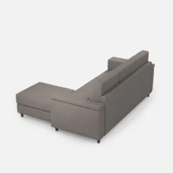 Divano 208x85 design a tre posti con bracciolo squadrato e pouf idrorepellente grigio DI6