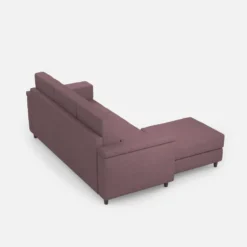 Divano 208x85 design a tre posti con bracciolo squadrato e pouf idrorepellente prugna DI6