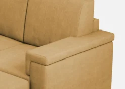 Divano 208x85 design a tre posti con bracciolo squadrato e pouf idrorepellente ocra DI6