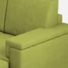 Divano 208x85 design a tre posti con bracciolo squadrato e pouf idrorepellente verde DI6