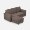 Divano 208x85 design a tre posti con bracciolo squadrato e pouf idrorepellente talpa DI6