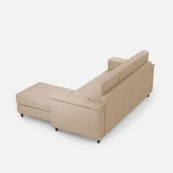 Divano 208x85 design a tre posti con bracciolo squadrato e pouf idrorepellente beige DI6