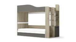 Letto a castello contenitore con scaletta 90x200 cm rovere bianco e grigio LG70