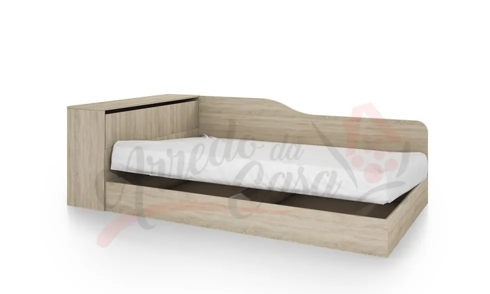 Letto ad una piazza e mezza con contenitore ad angolo LI 2002