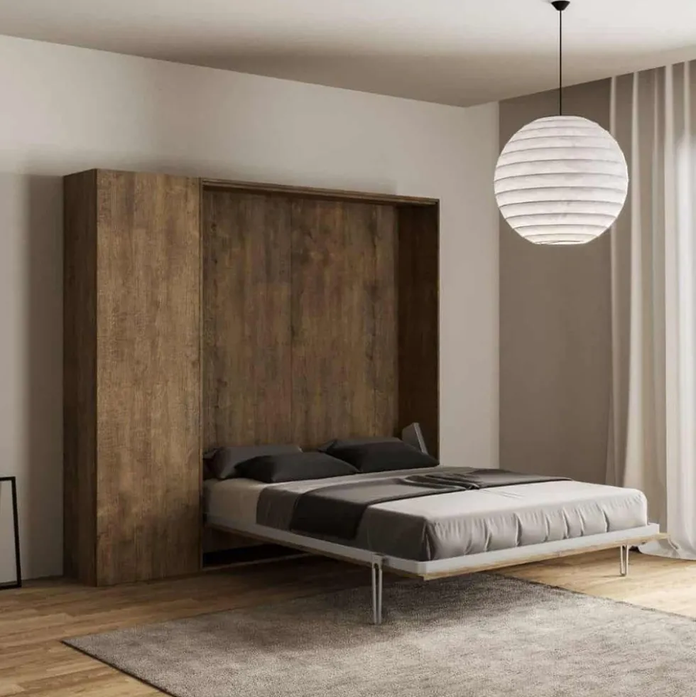 Letto alla francese a scomparsa con pensile a colonna KNT13