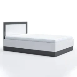 Letto alla francese 140x200 bianco lucido e antracite lucido LG59