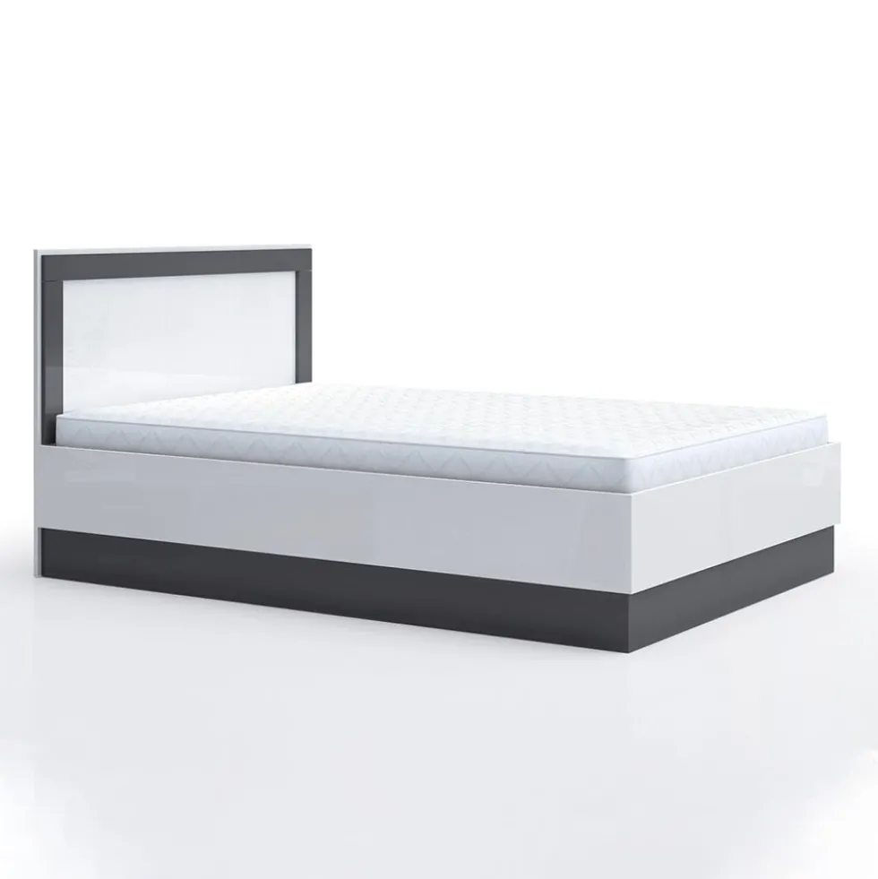 Letto alla francese 140x200 bianco lucido e antracite lucido LG59
