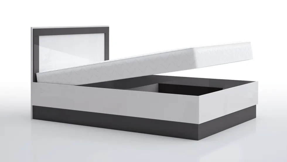 Letto alla francese 140x200 bianco lucido e antracite lucido LG59