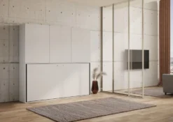 Letto a scomparsa singolo bianco frassino con ante KNDD