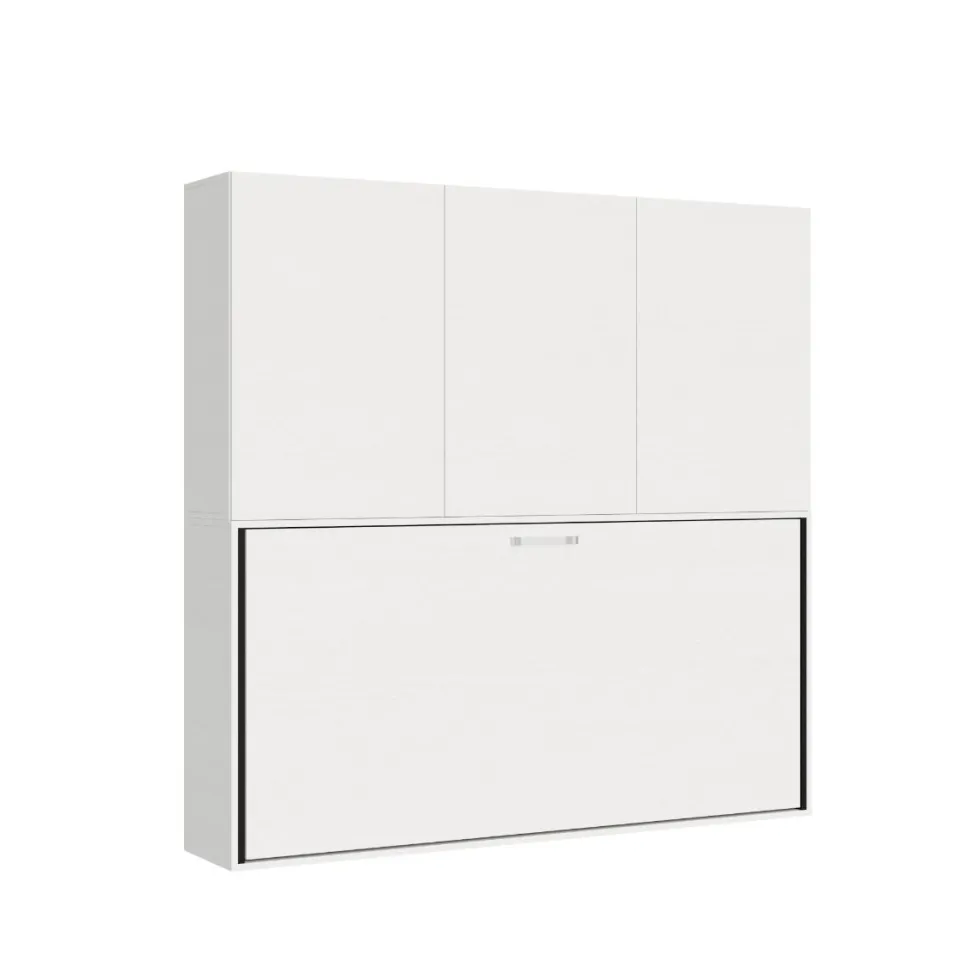 Letto a scomparsa singolo bianco frassino con ante KNDD