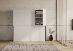 Letto a scomparsa singolo bianco frassino con ante KNDD