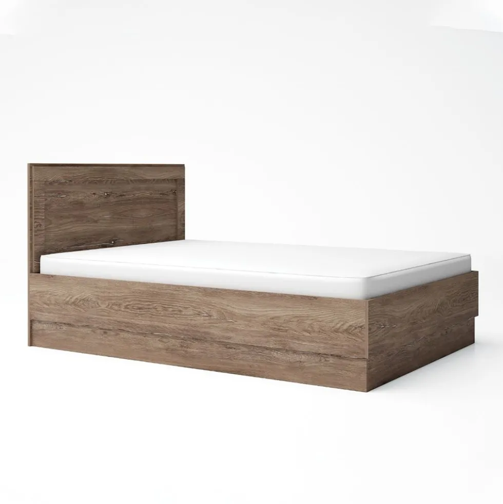 Letto contenitore alla francese 140x200 marrone effetto legno LG59