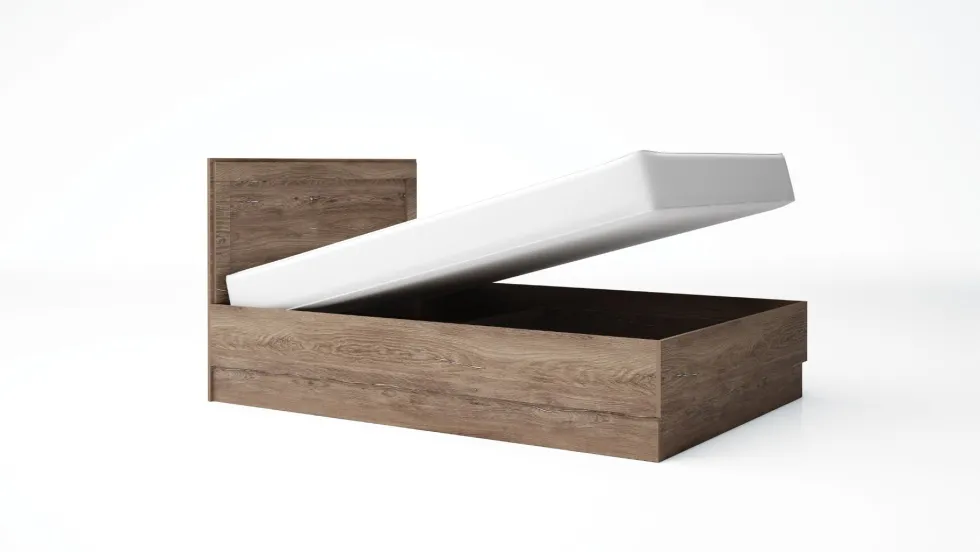 Letto contenitore alla francese 140x200 marrone effetto legno LG59