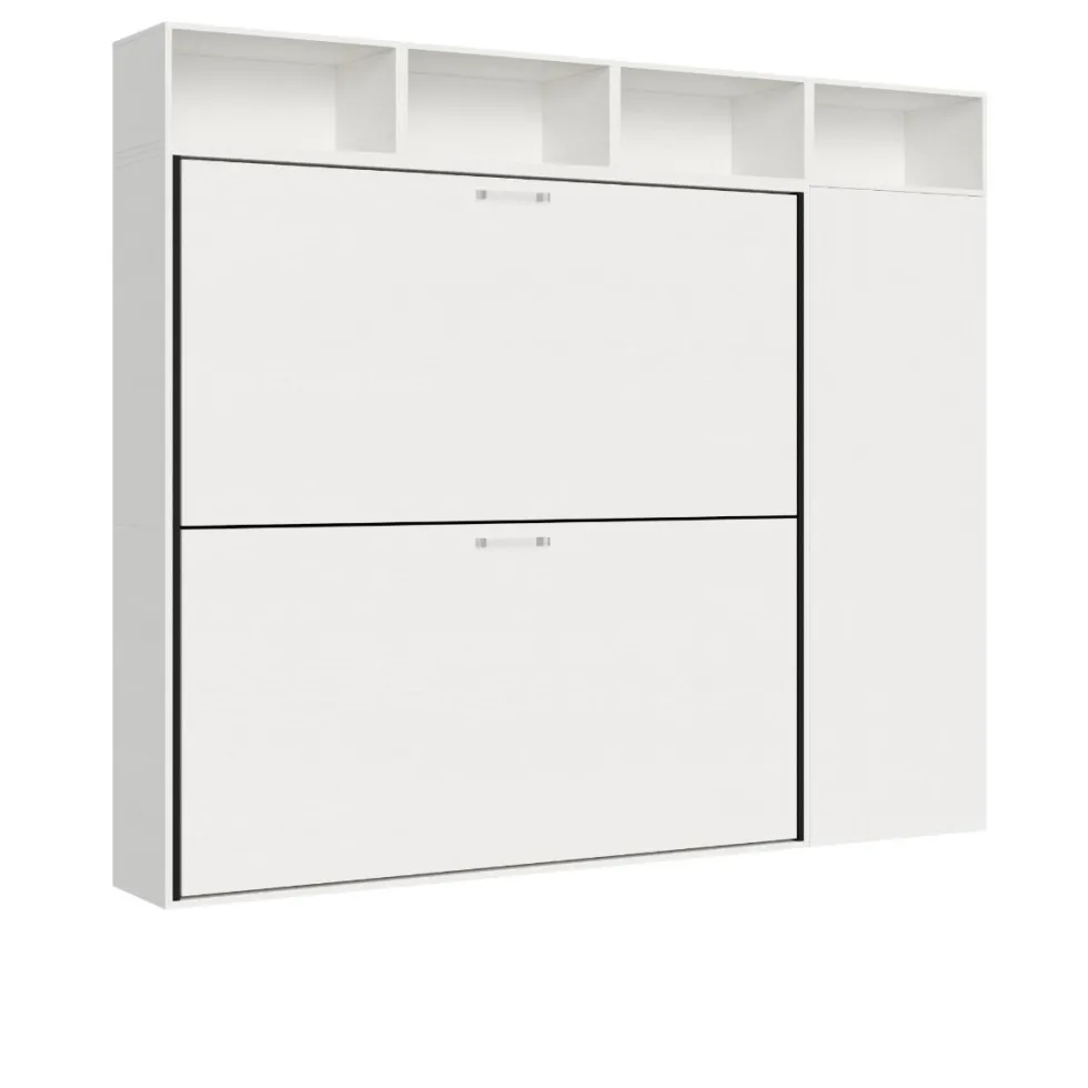Letto doppio a scomparsa bianco frassino KNDI