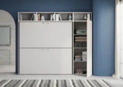 Letto doppio a scomparsa bianco frassino KNDI