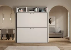 Letto doppio a scomparsa bianco frassino KNDL